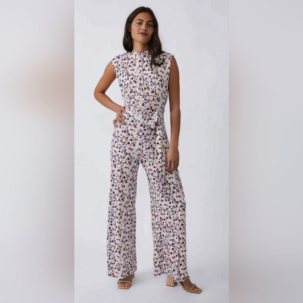 Free People Vibe Check Tea Ditsy Shell Jumpsuit Size Small
